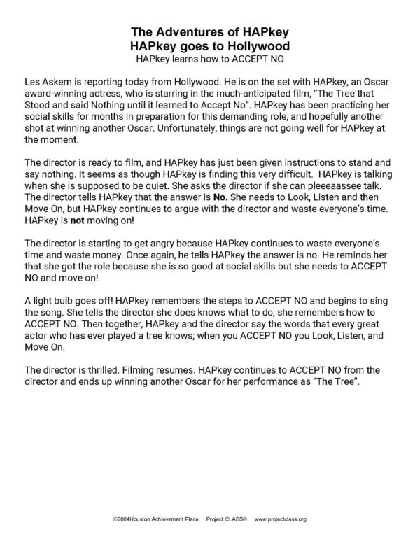 HAPkey goes to Hollywood Story, Questions and Coloring Sheets